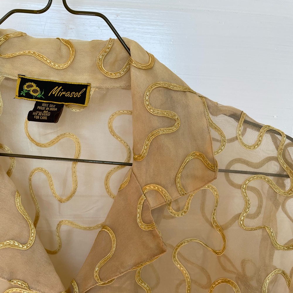 Sheer Gold Button-Down Blouse - image 1